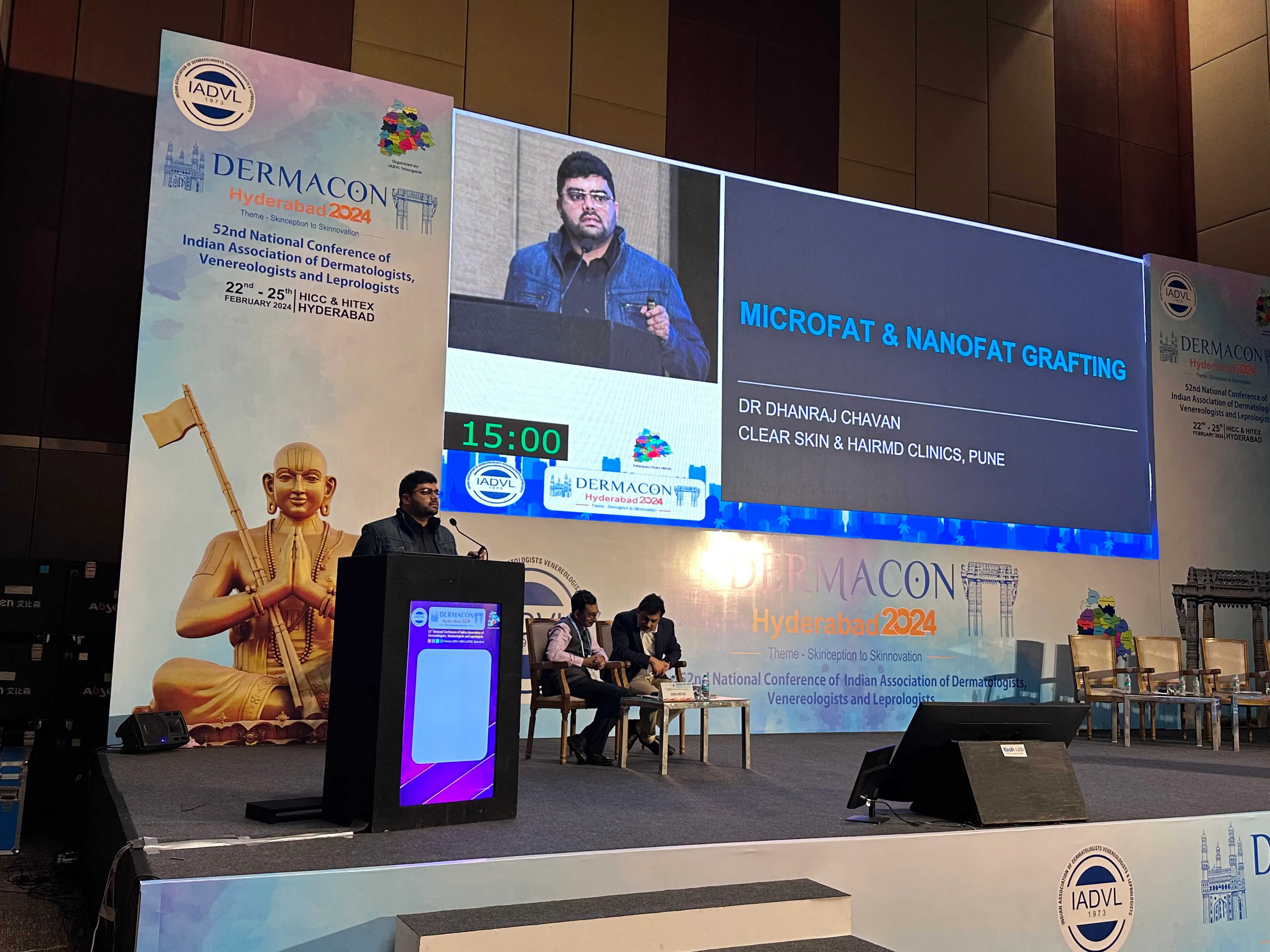 Dermacon Hyderabad 2024 podium — Microfat & Nanofat autologous fat grafting